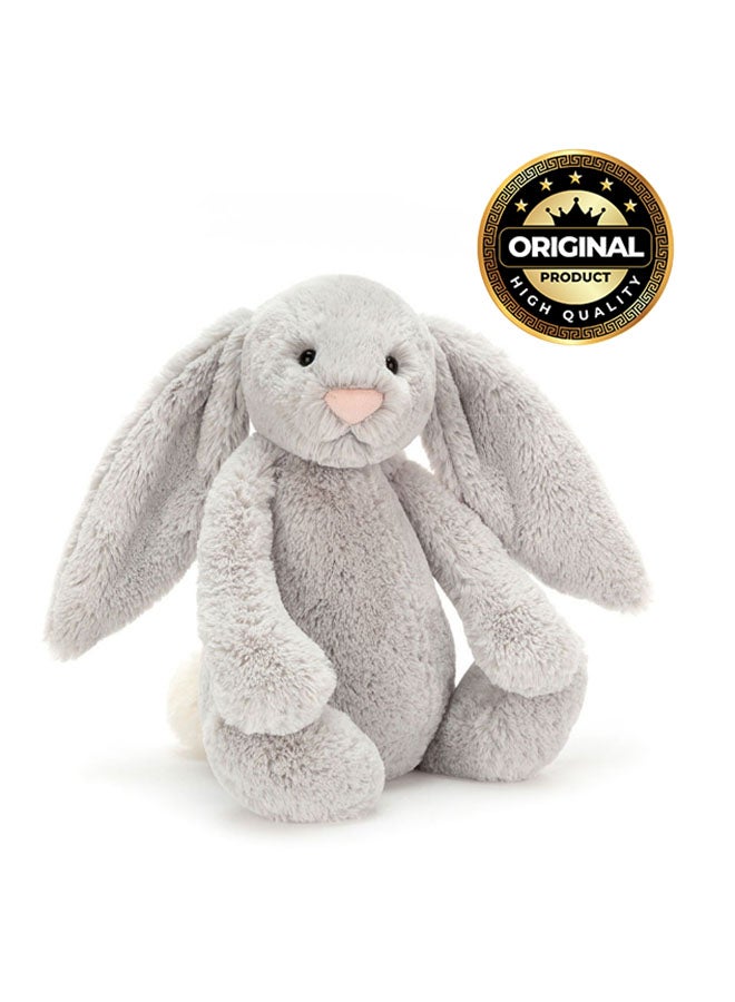 Jellycat أرنب فضي خجول محشو – لعبة ناعمة محشوة بأرجل كوردية، هدية عيد الحب لطيفة للأطفال والبالغين، مجموعة جليكات، 28 سم - Image 1